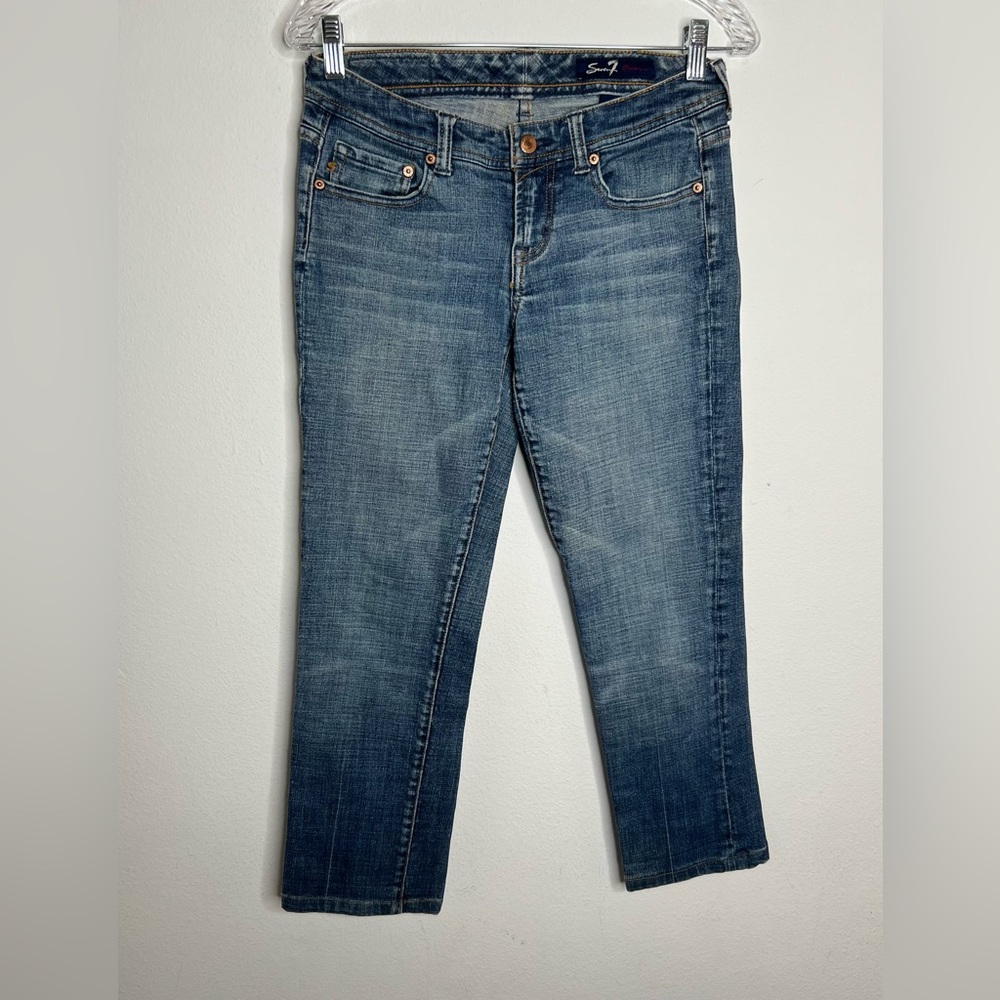 Seven 7 Women Slim Jeans size 27 Blue Low Rise Stretch Long